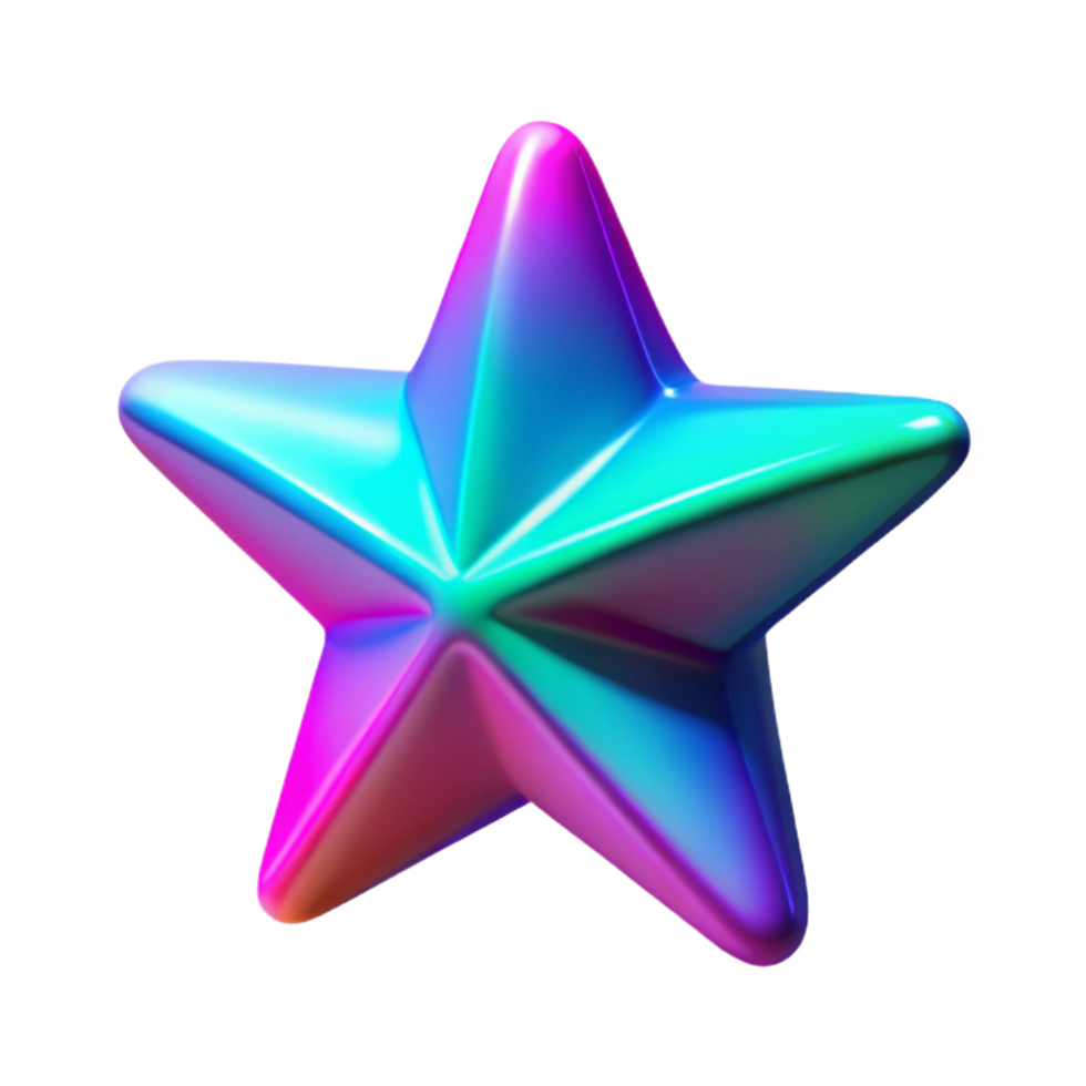 Vibrant Iridescent 3D Star Graphic Resource Element Design for Projects png