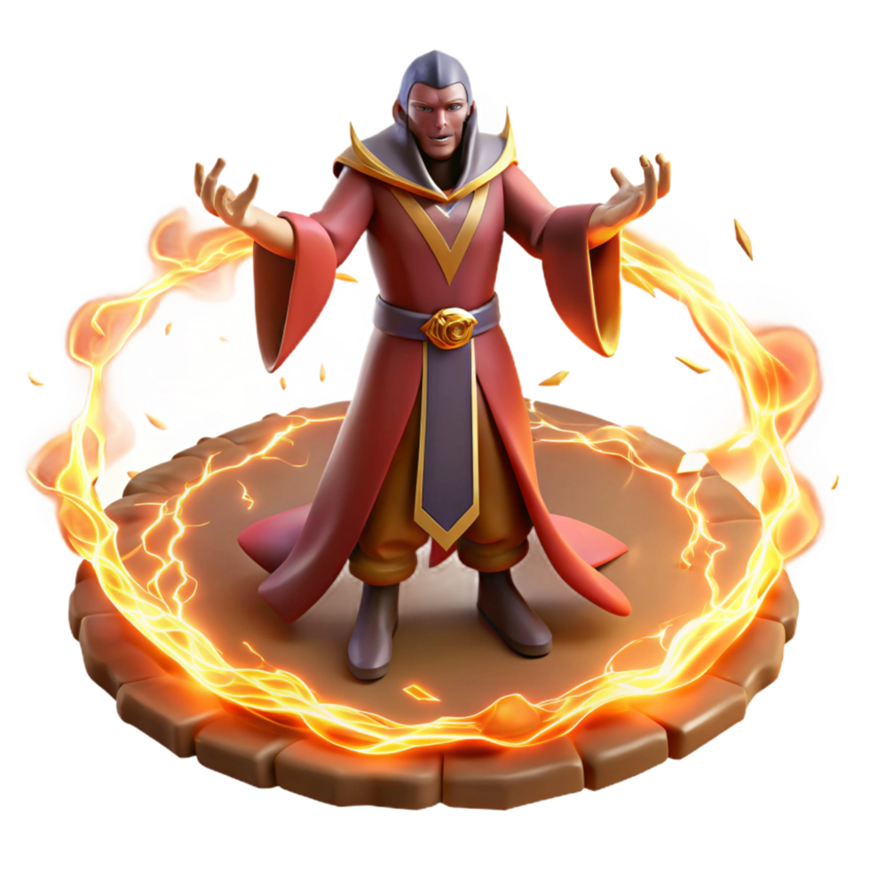 3D Render Wizard Fire Magic png
