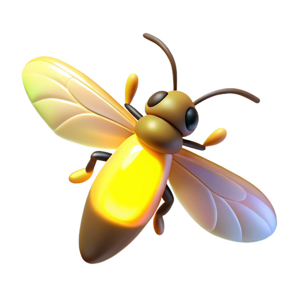 serene abstract Glowing 3D Bee Illustration detailed png