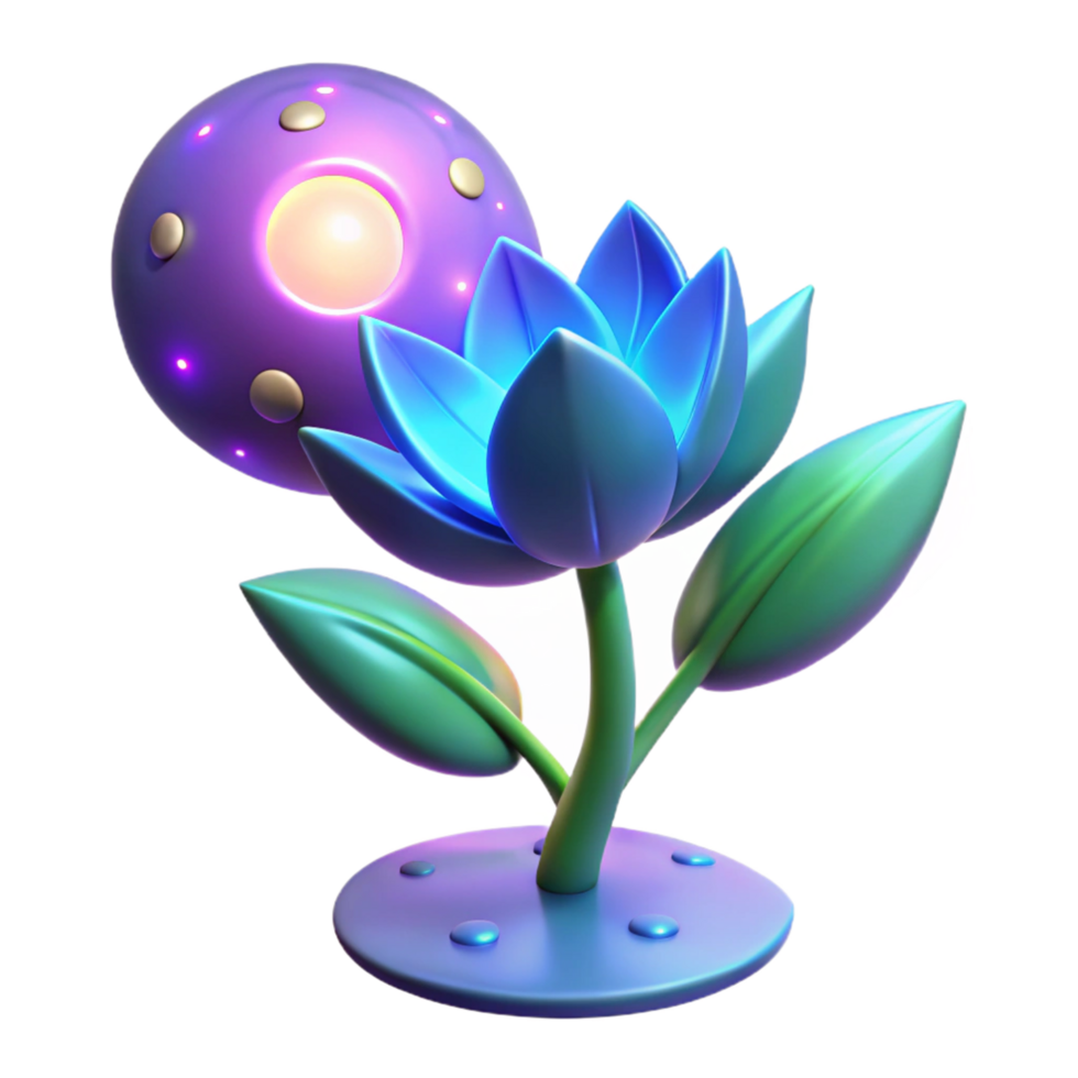 3D Render of Glowing Lotus Flower png