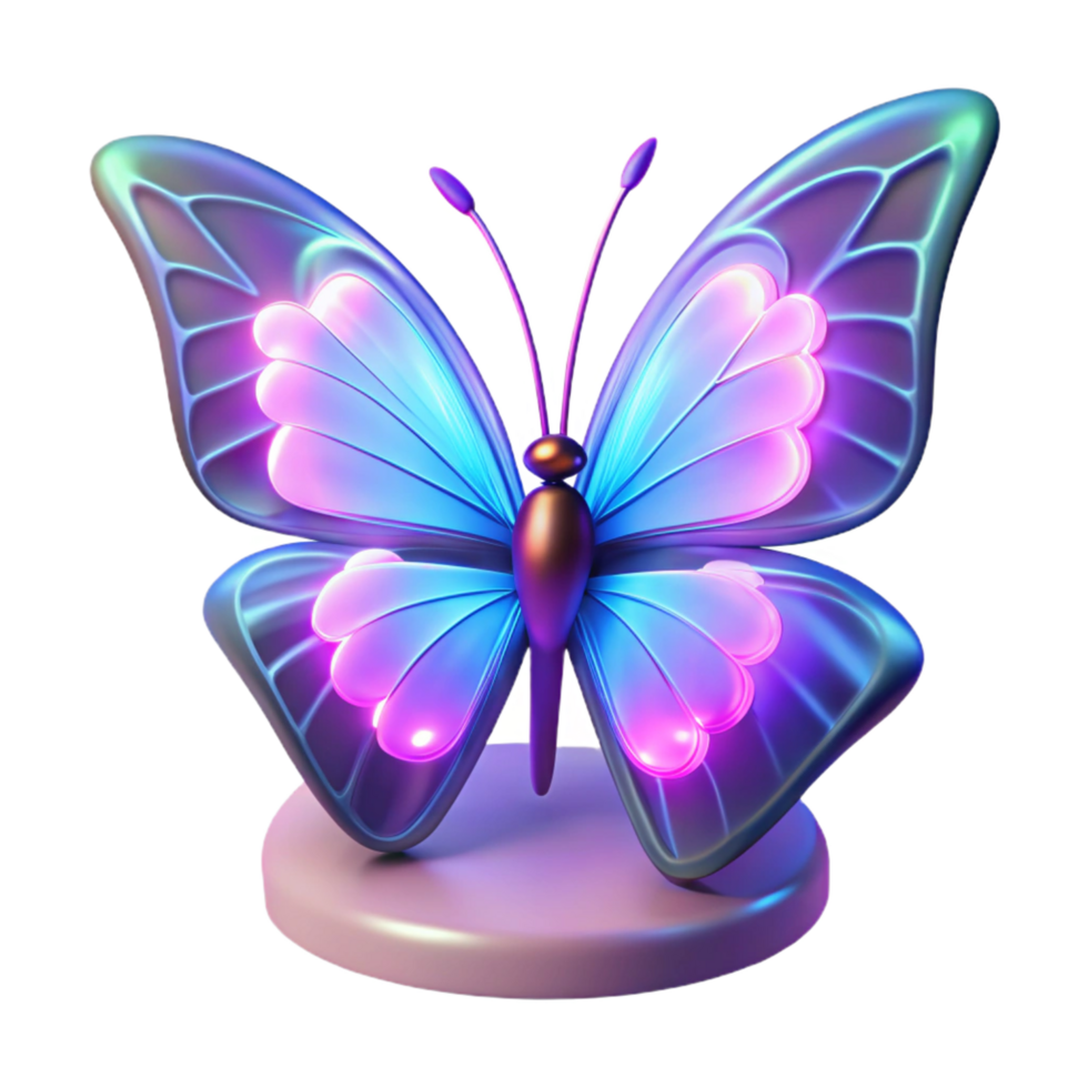 wonderful artistic Glowing 3D Butterfly Illustration high quality png