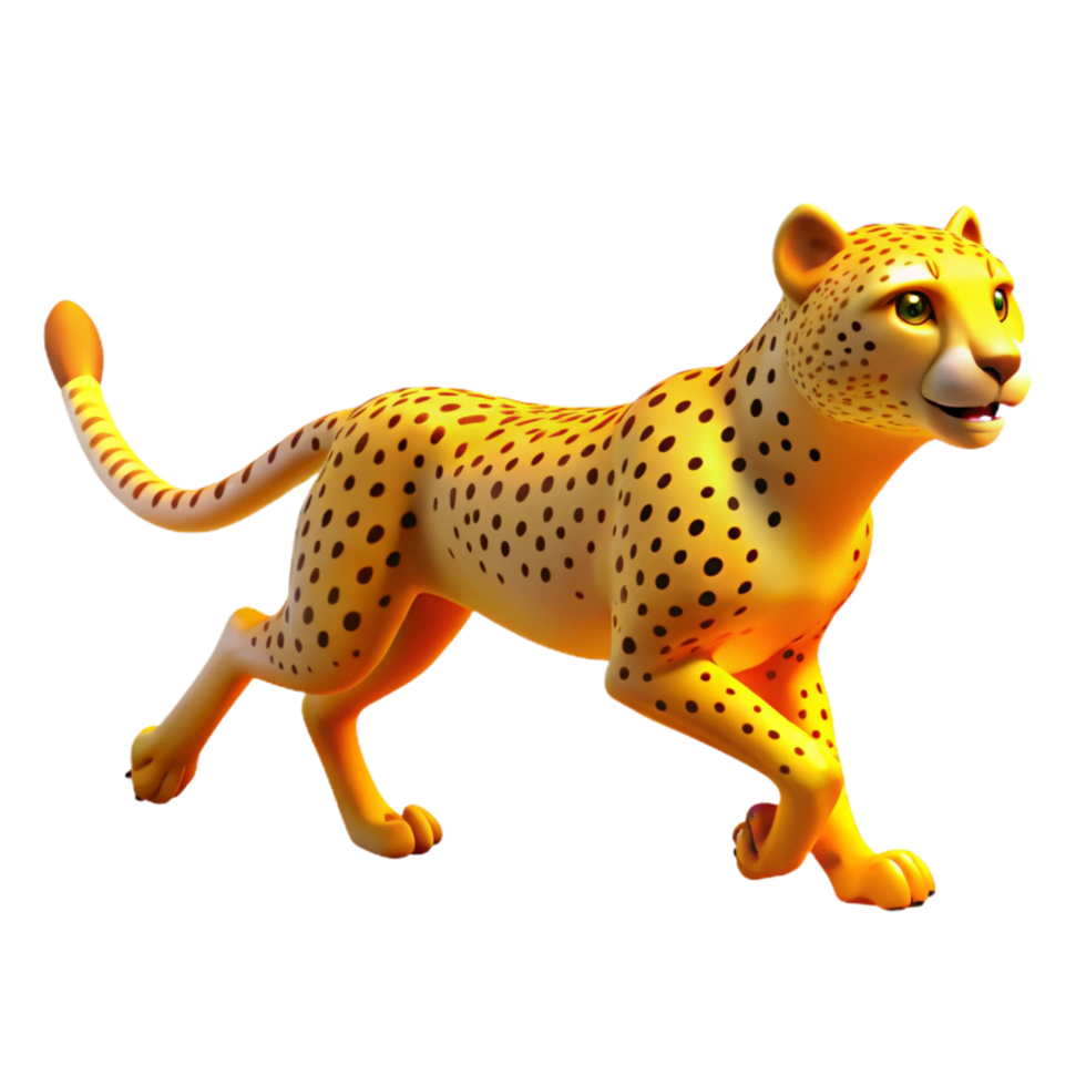 Golden Cheetah 3D Render A Majestic Digital Illustration of a Cheetah in Motion png