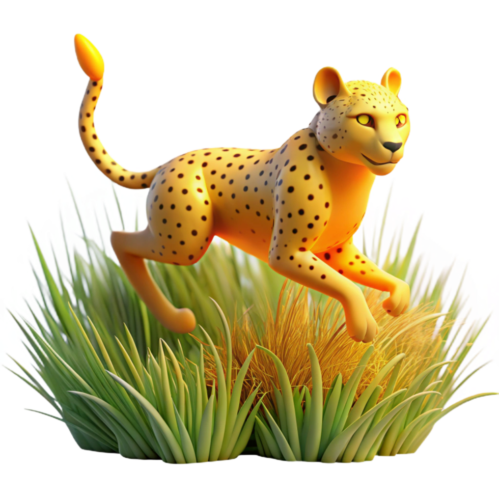 Cheetah in the Grass A 3D Render of a Wild Cat png