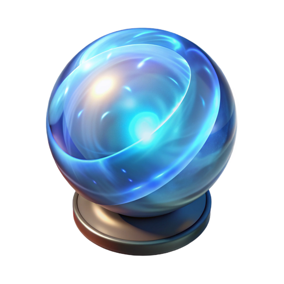3D Render of a Glowing Blue Energy Sphere on a Metallic Base Abstract Background Illustration png