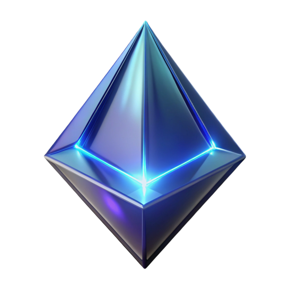 Luminous Blue 3D Geometric Pyramid Illustration Abstract Background for Design Projects png
