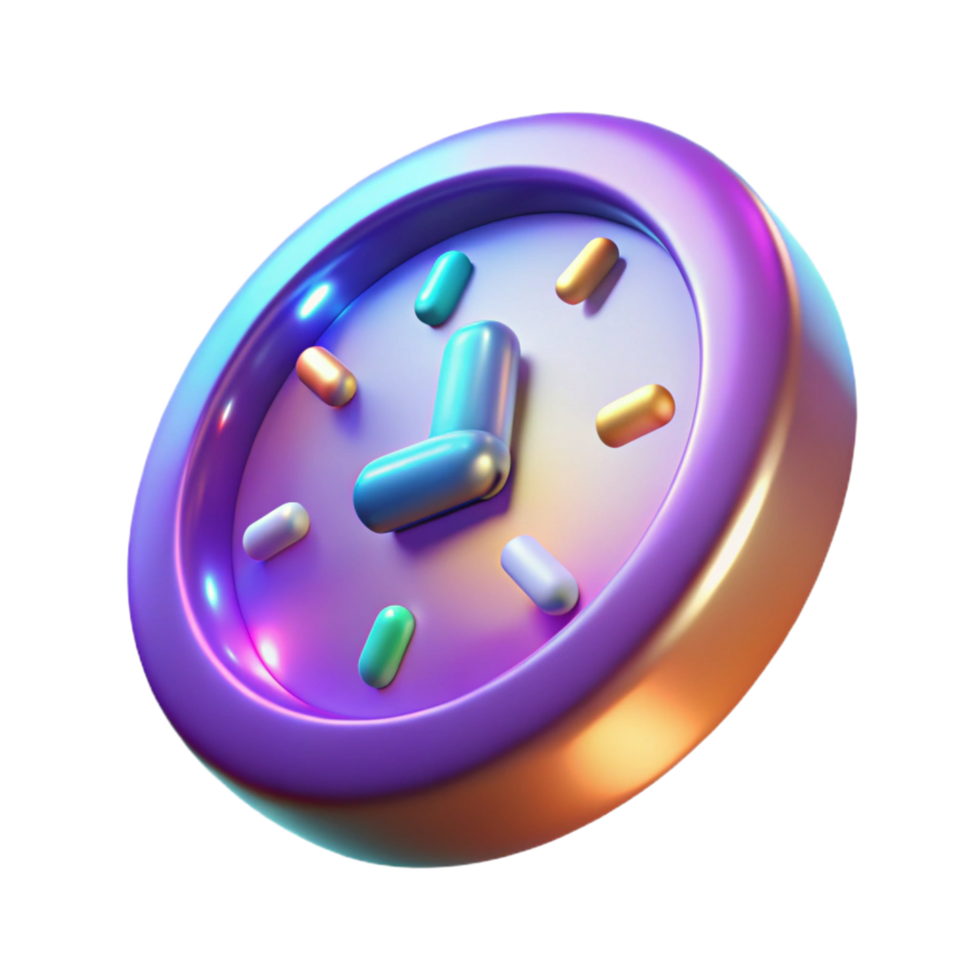 3D Render of a Colorful Abstract Clock Illustration Time Management Concept Design png