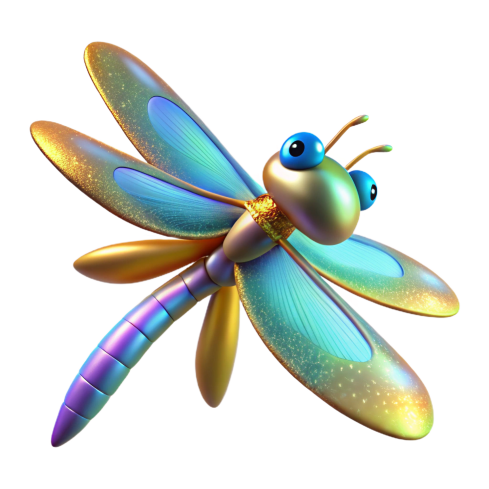 Sparkling Dragonfly 3D Illustration png