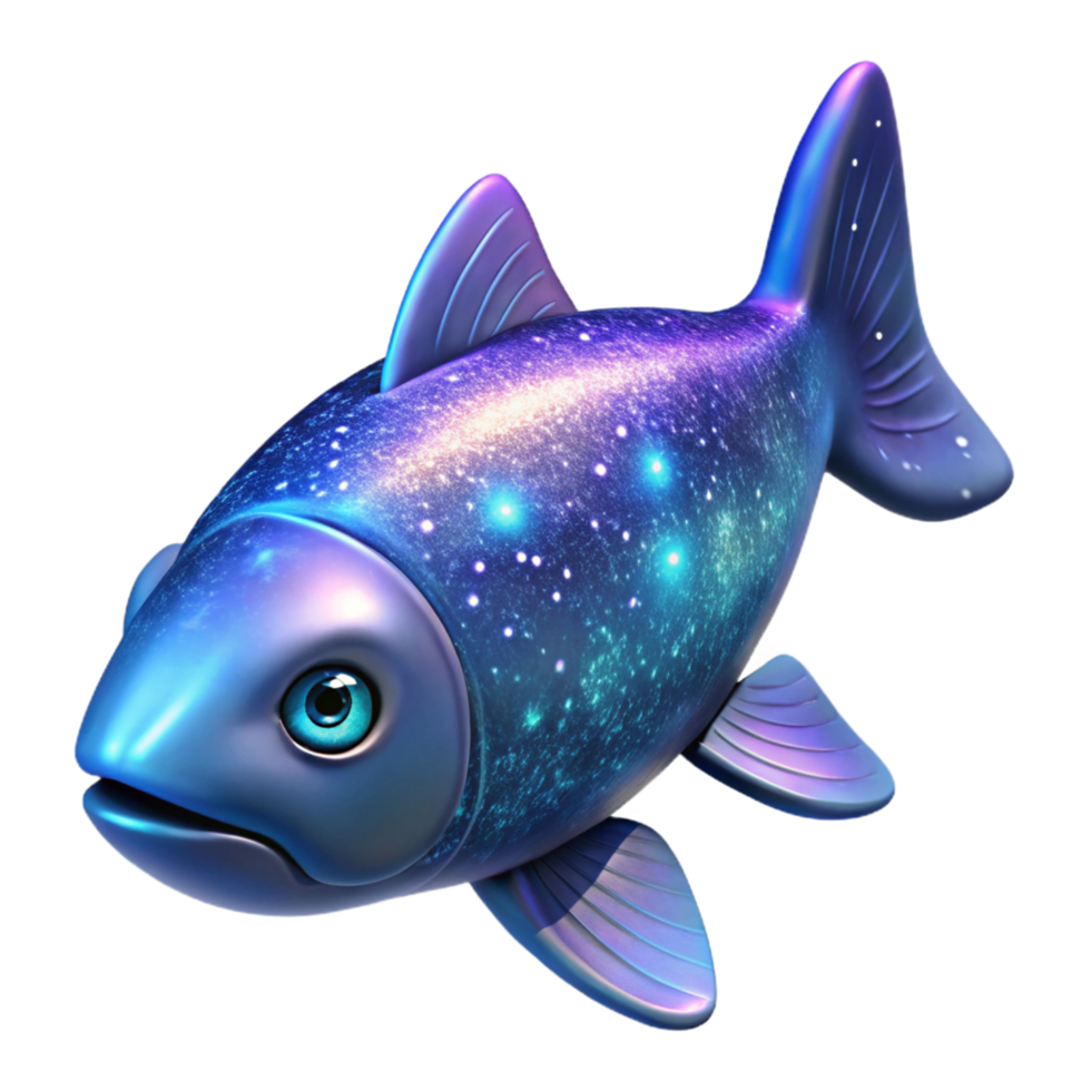 beautiful modern Cosmic Fish 3D Render authentic png