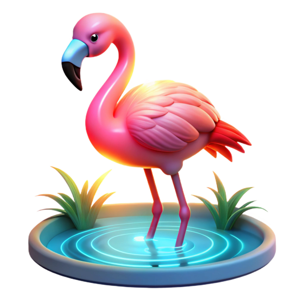 Pink Flamingo 3D Render Tropical Bird Illustration png