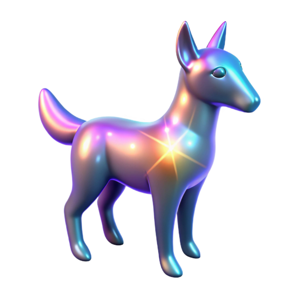 Iridescent 3D Dog Model png