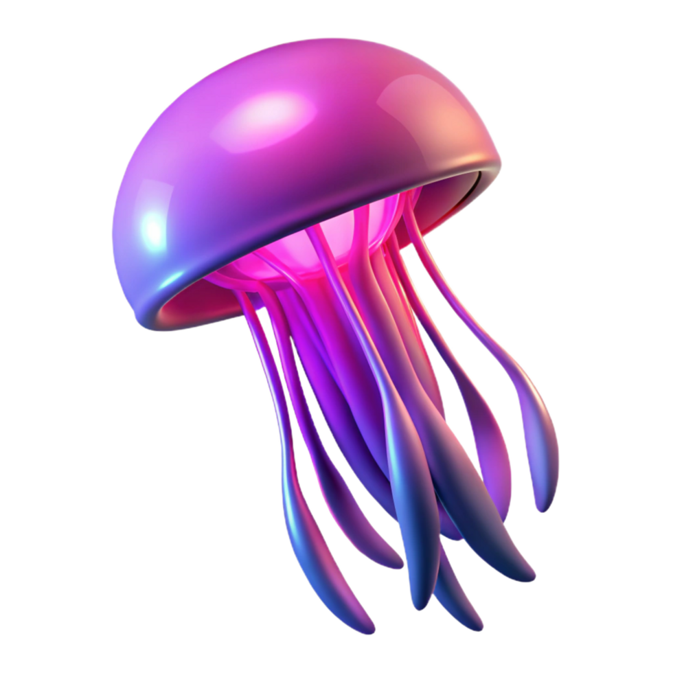 elegant minimalist Neon Jellyfish 3D Render professional png