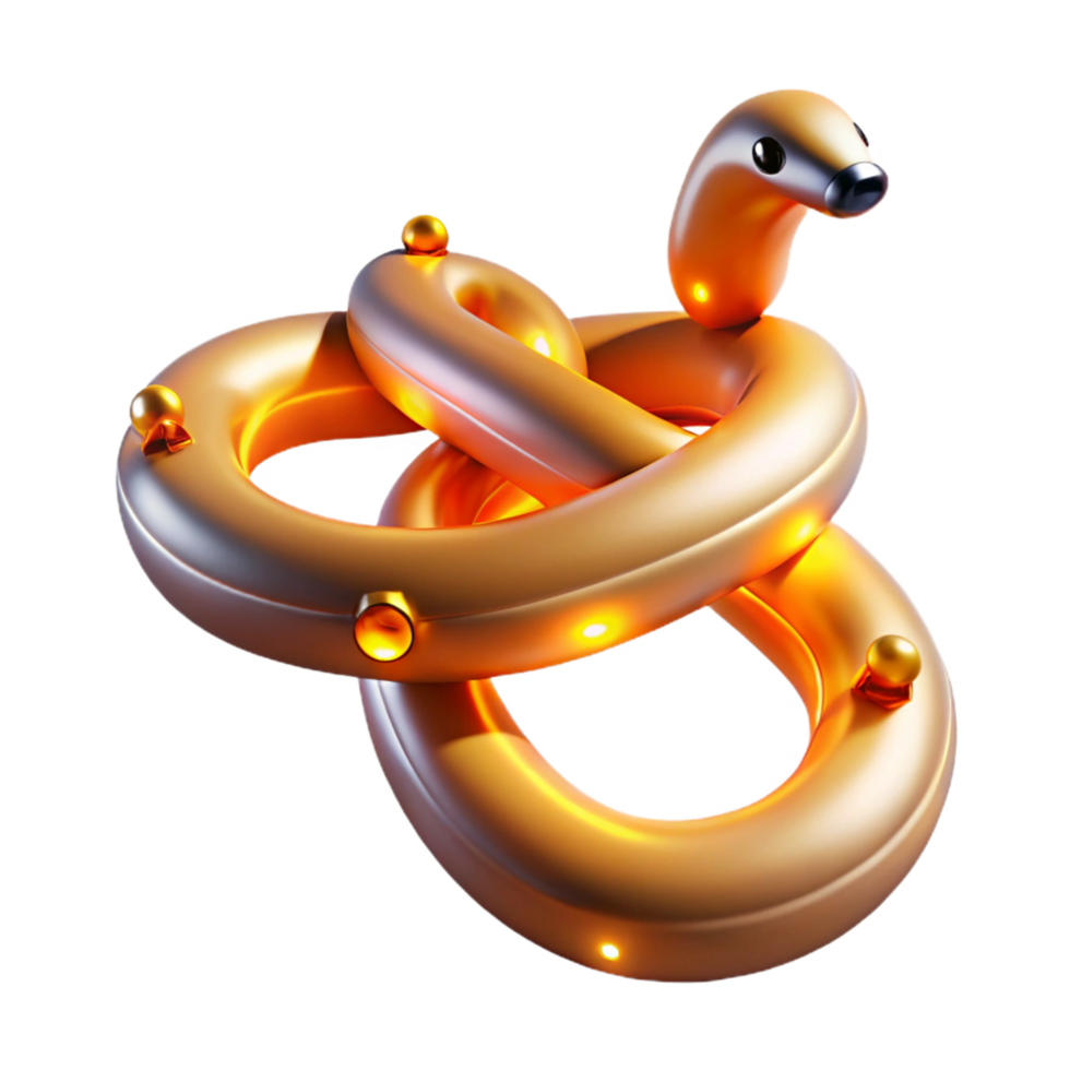 dramatic artistic Golden Knot 3D Illustration Abstract Background Design with Smooth Curves and Glowing Elements genuine png