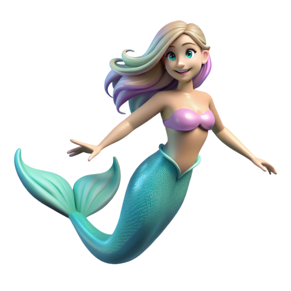 wonderful contemporary Smiling Mermaid 3D Illustration high resolution png