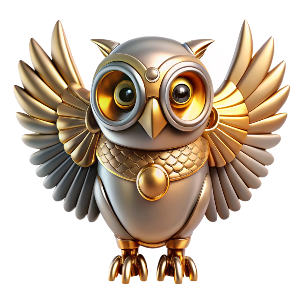 wonderful vintage Golden Owl 3D Illustration premium png