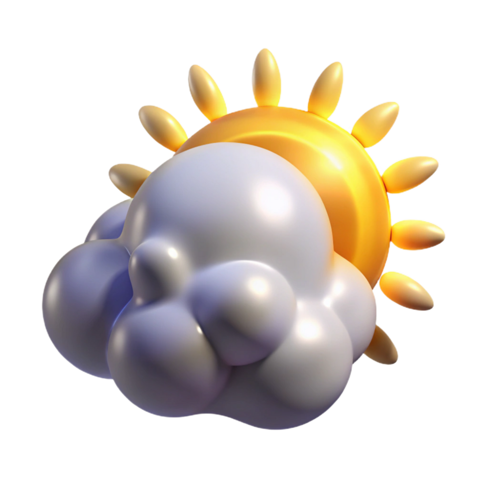 beautiful rustic 3D Sun and Cloud Cartoon Illustration professional png