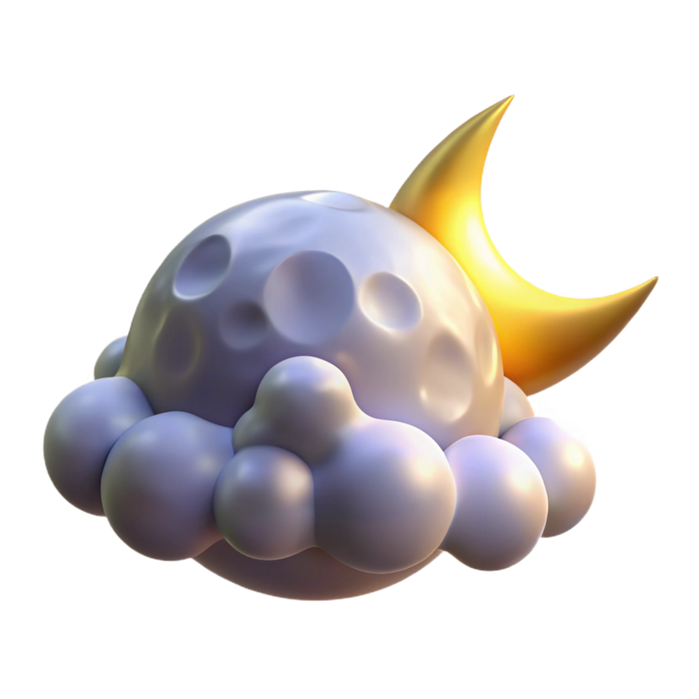 impressive artistic 3D Moon and Clouds Illustration premium png