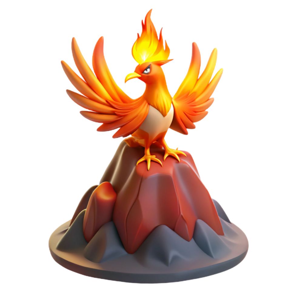 stunning abstract 3D Render Fiery Phoenix Mythical Creature on Volcanic Peak exclusive png