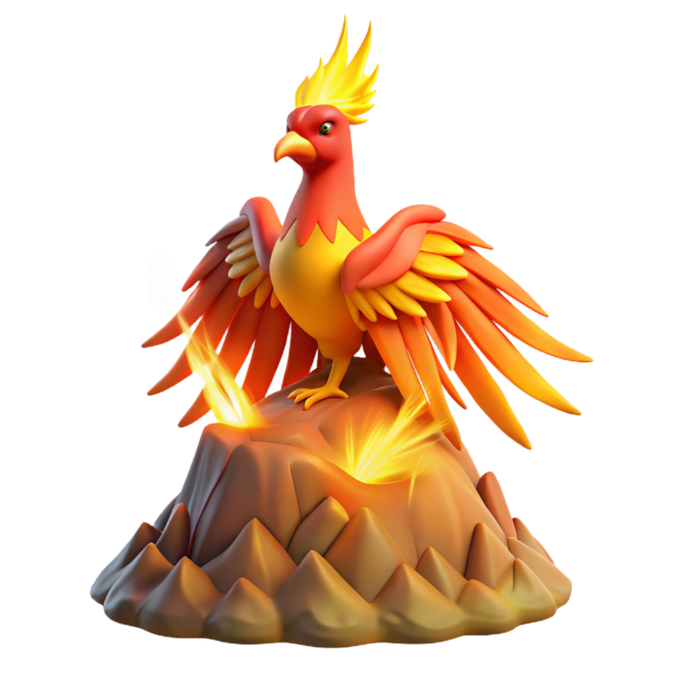 beautiful traditional 3D Render of Mythical Firebird authentic png