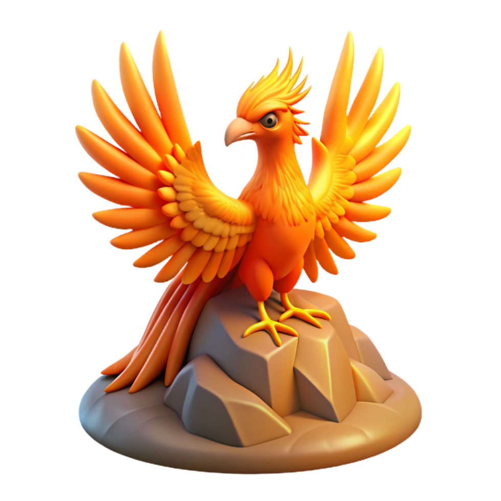 stunning artistic 3D Render of a Mythical Phoenix authentic png