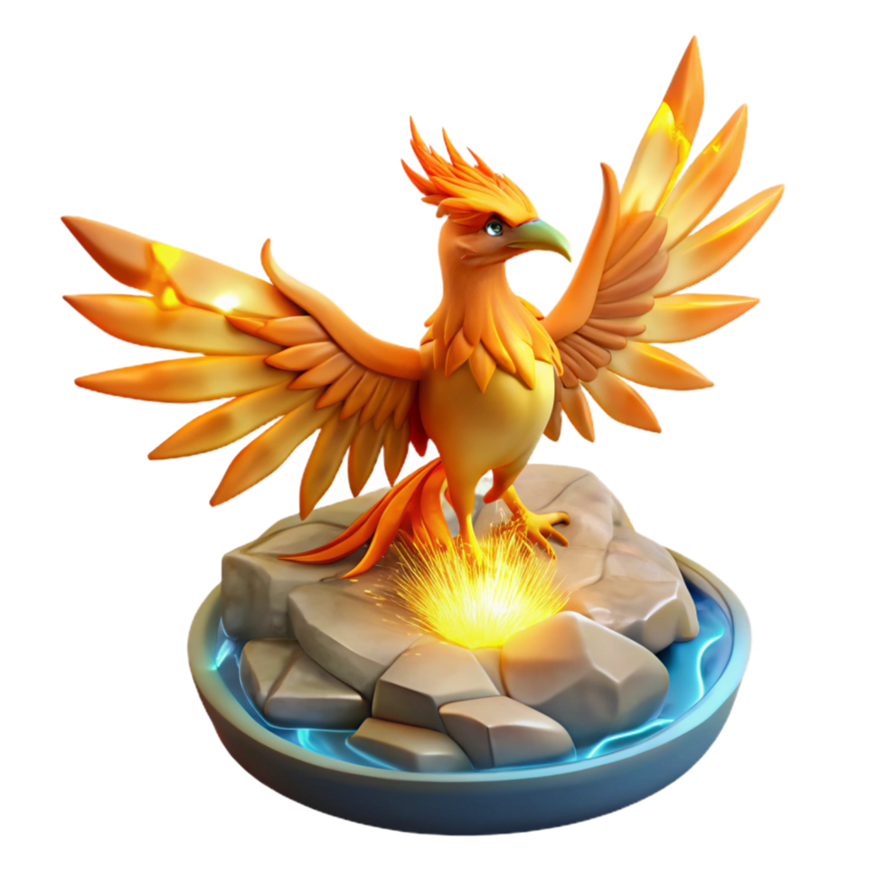 extraordinary abstract 3D Render of a Fiery Phoenix 4K png