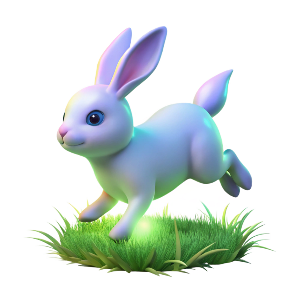 extraordinary artistic 3D Cartoon Bunny Hopping on Grass 4K png