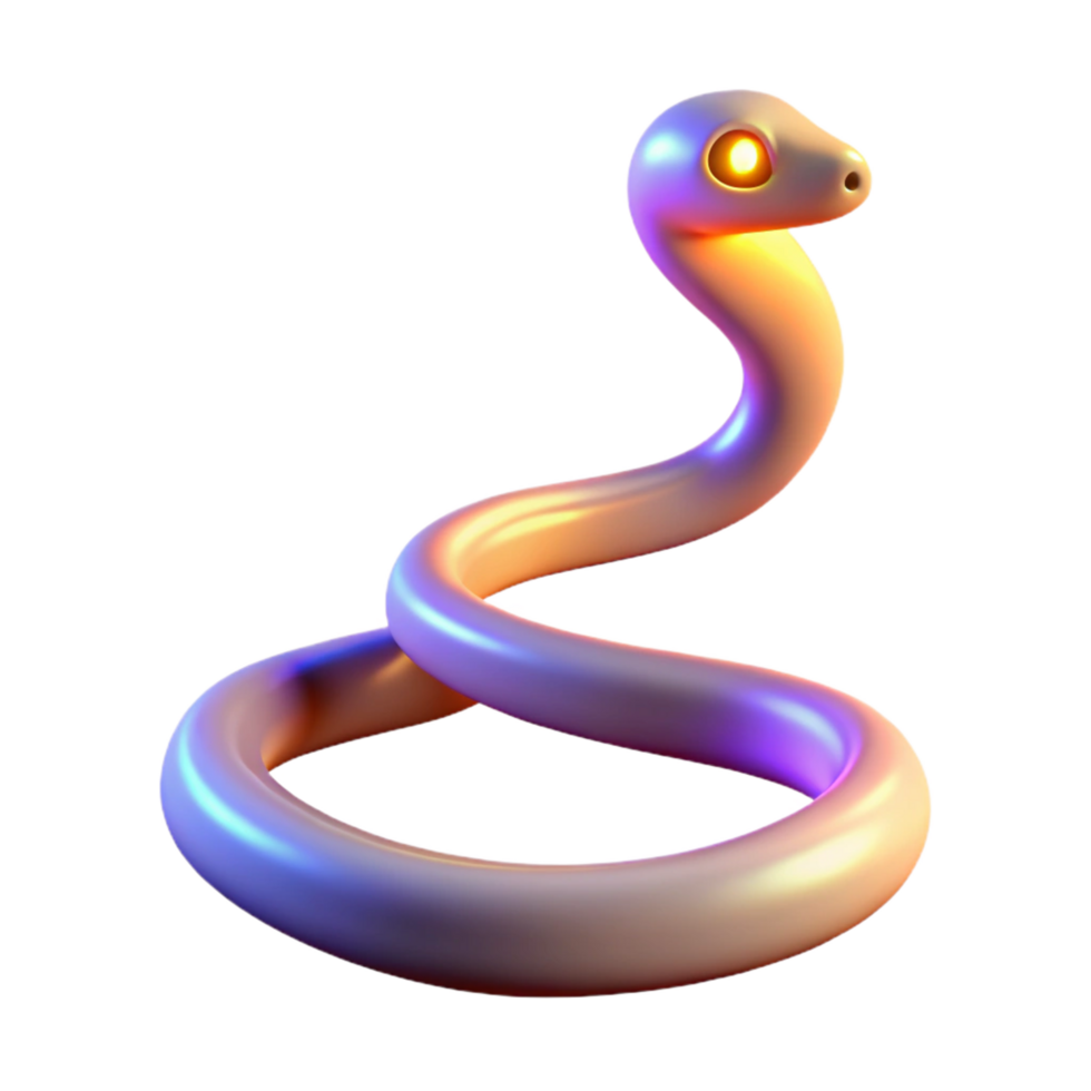 stunning rustic 3D Render of a Glowing Snake Illustration high quality png