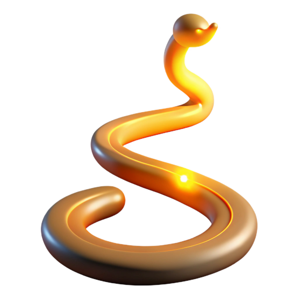 Golden Serpentine 3D Render Abstract Background Image png