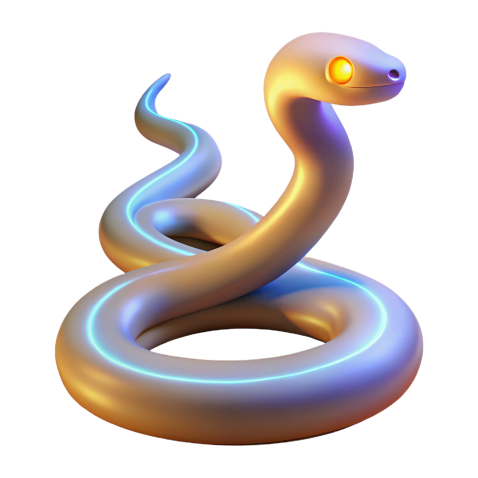 impressive artistic 3D Render of a Glowing Snake Illustration high resolution png