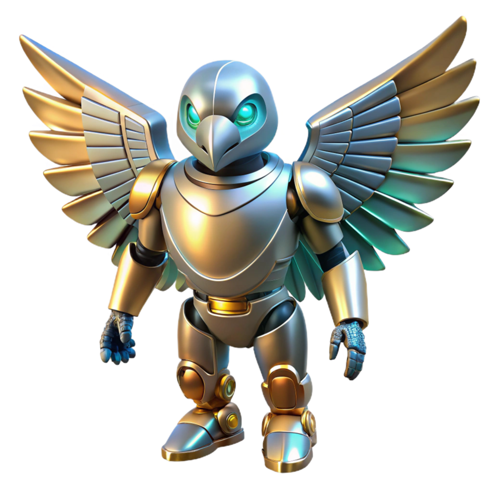 extraordinary artistic 3D Render of a Robotic Bird high quality png