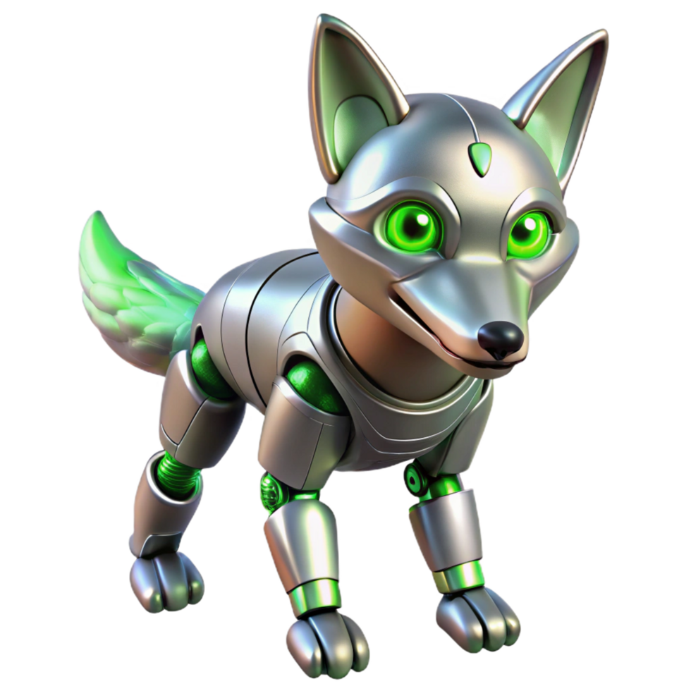 wonderful rustic Cybernetic Fox 3D Render genuine png