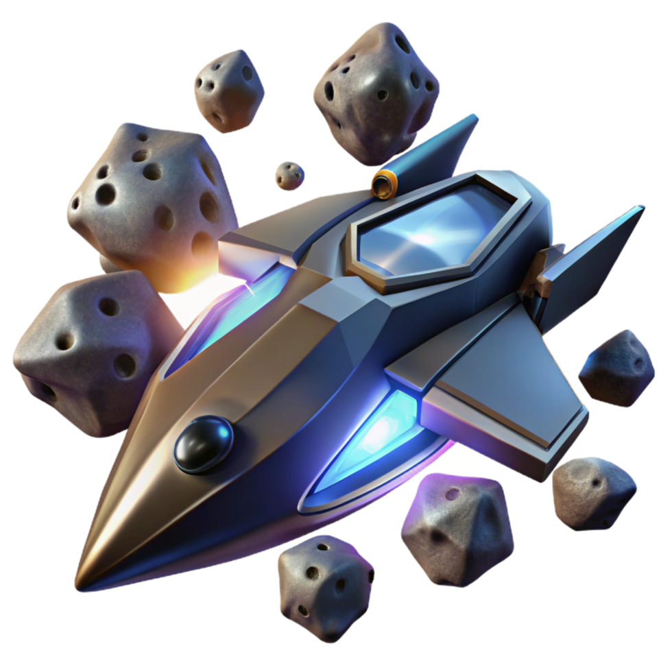 Cosmic Dice Ship A Futuristic Spacecraft Dodging Dice Asteroids png