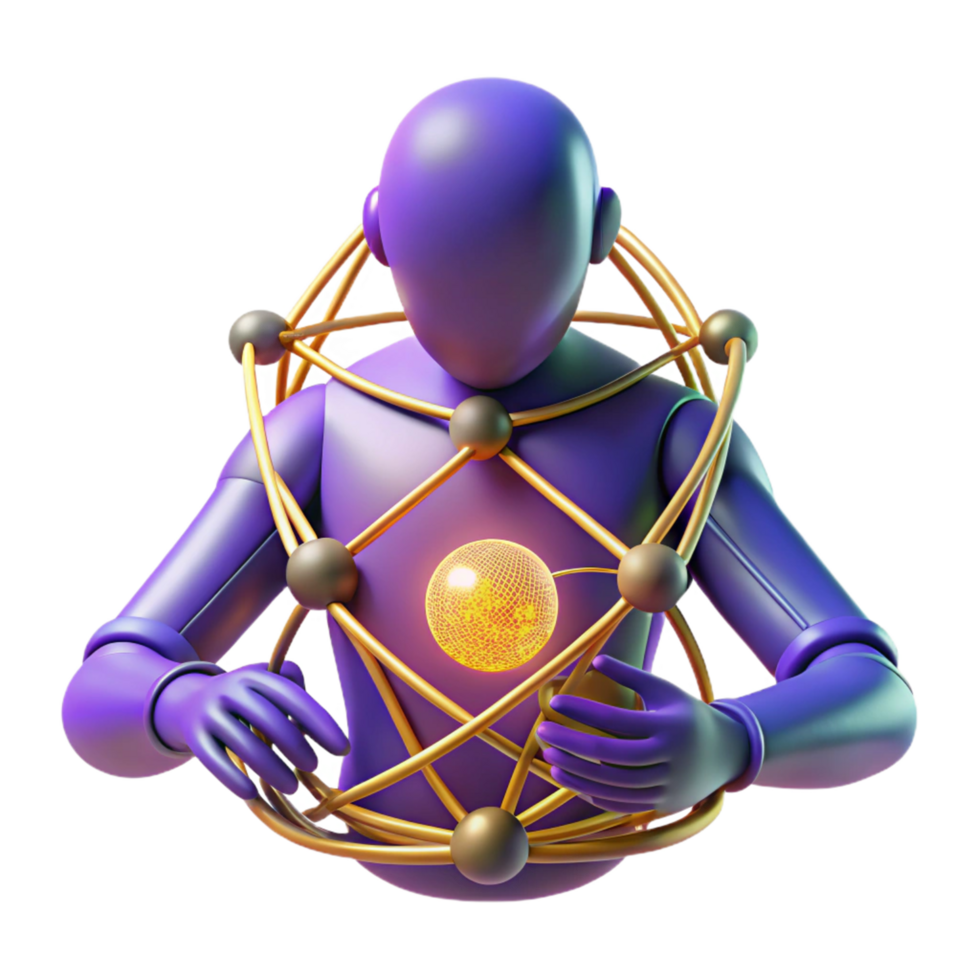 3D Illustration Golden Network Humanoid png