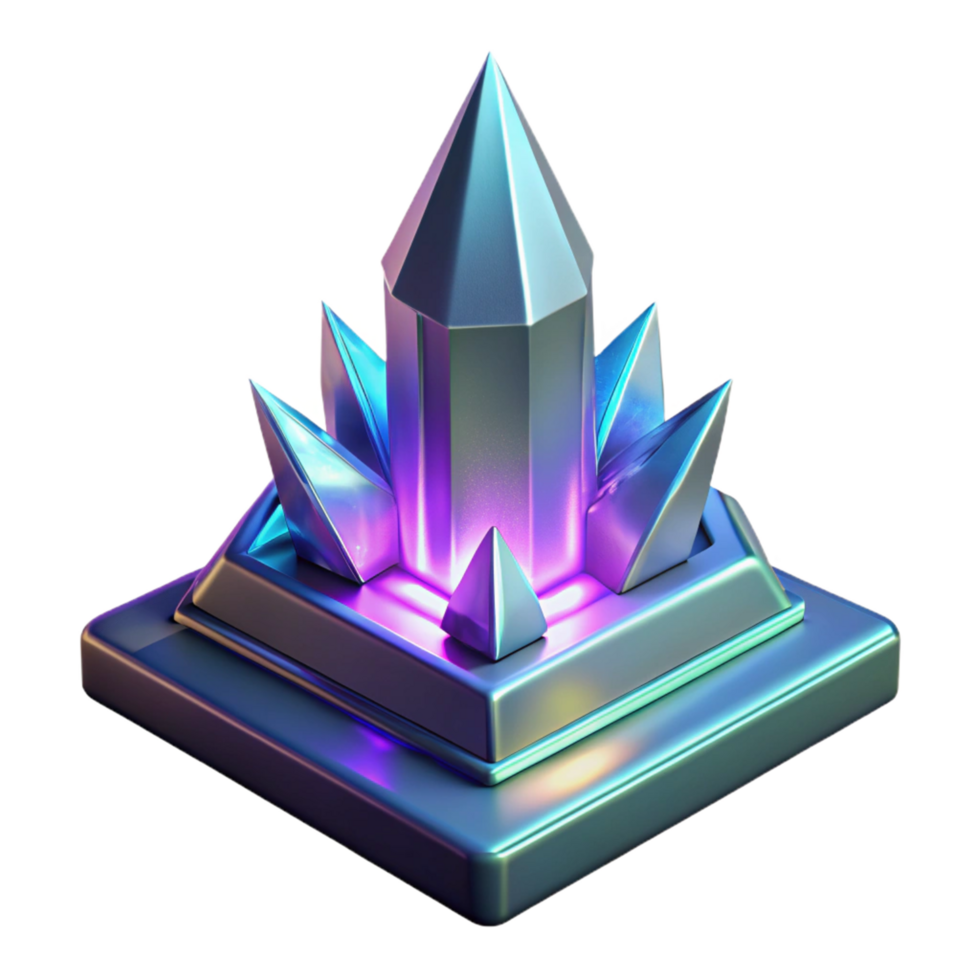 Iridescent Crystal Structure 3D Render Abstract Background Image png