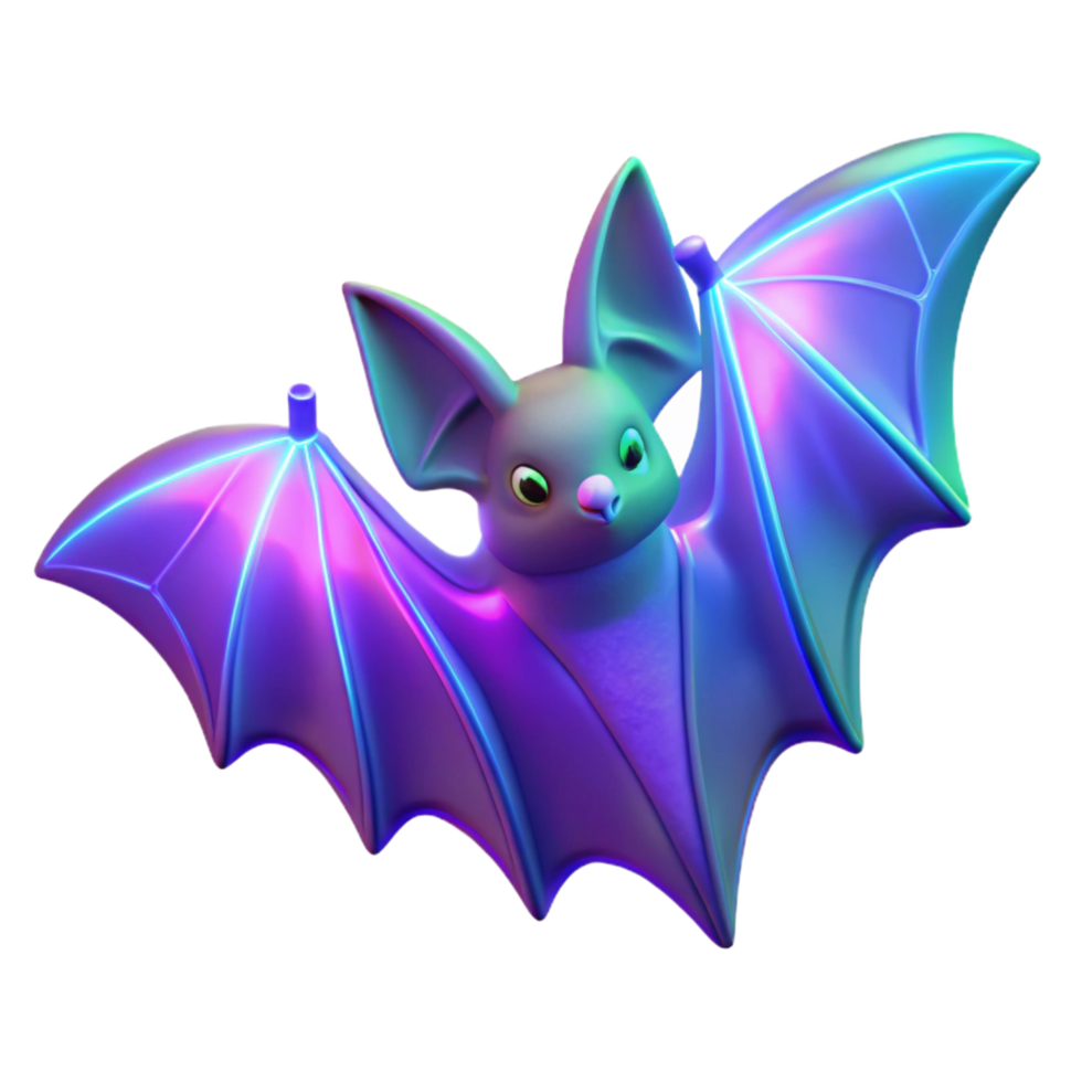 impressive contemporary Neon Bat 3D Render high quality png