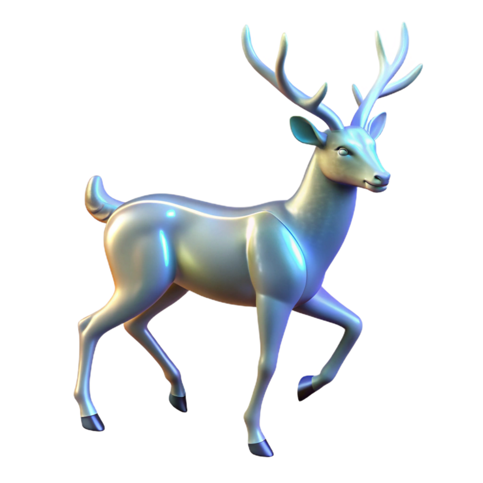 Iridescent Deer 3D Render Magical, Antlered Creature, Digital Art, Fantasy Animal png