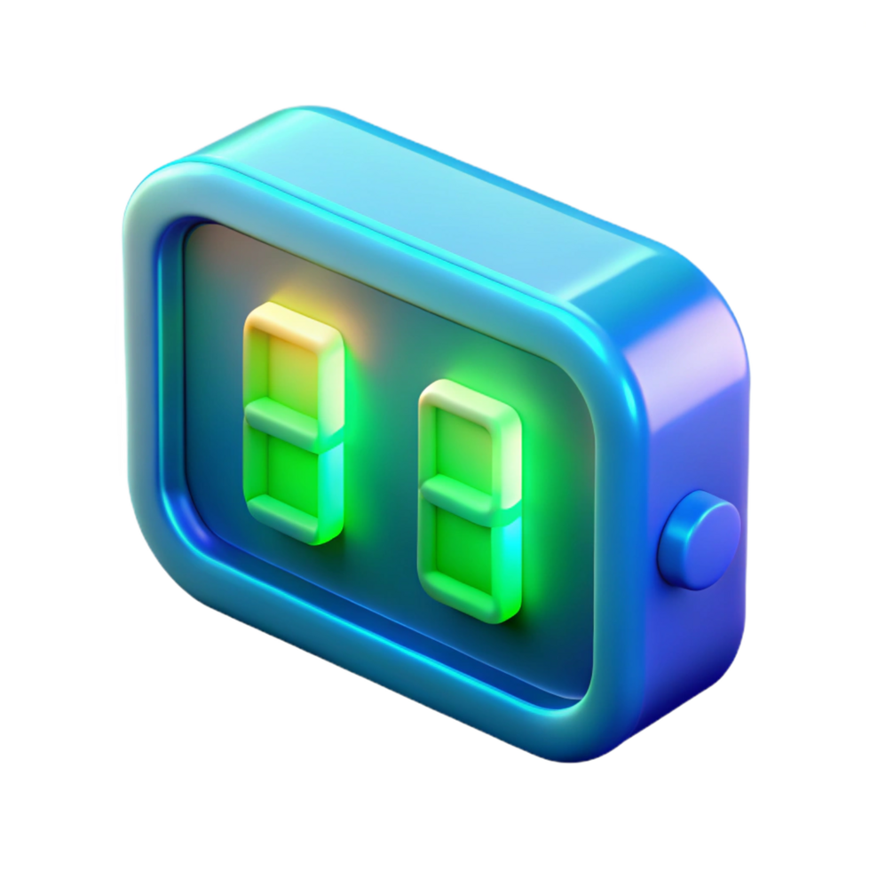 3D Render Digital Clock Neon Lights png
