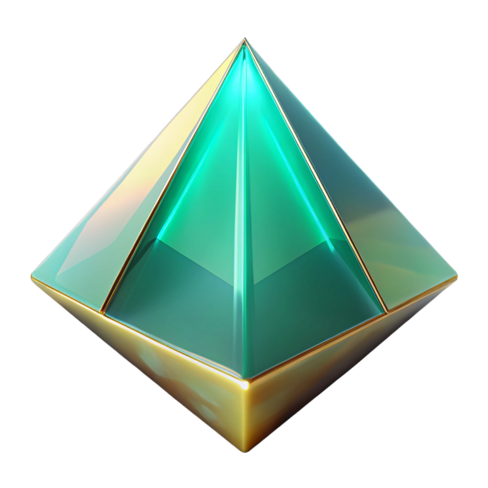 Teal and Gold 3D Pyramid Abstract Background png