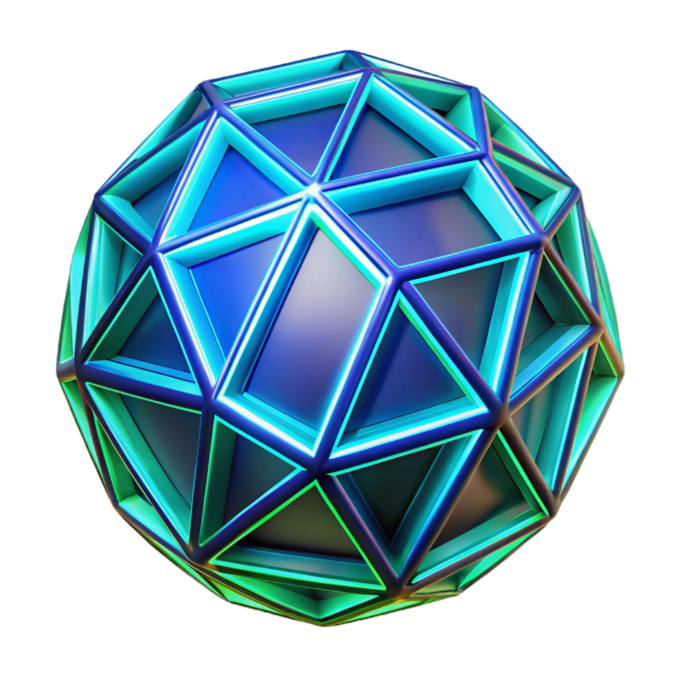 Glowing Geometric Sphere 3D Render Abstract Background Image png