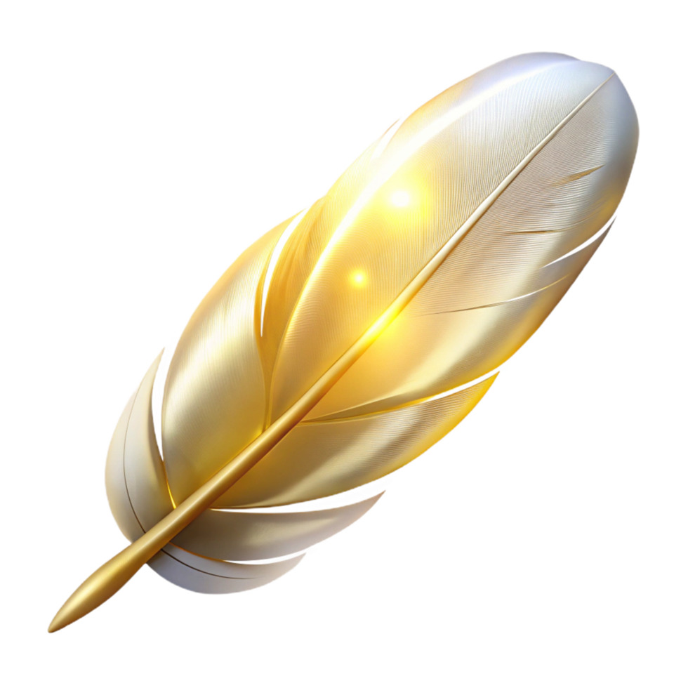 beautiful rustic Golden Feather 3D Render genuine png