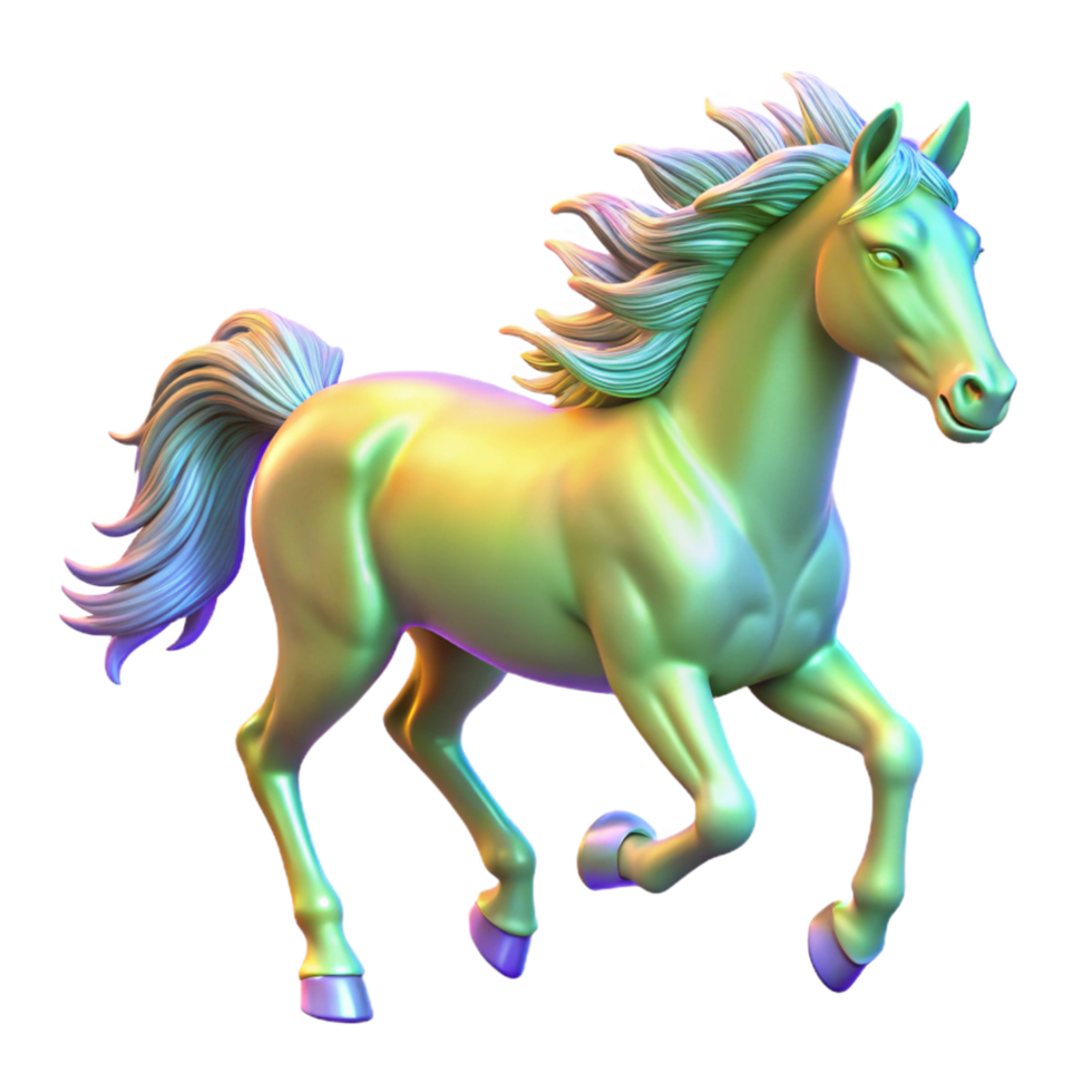 3D Render of a Sparkling Iridescent Horse png