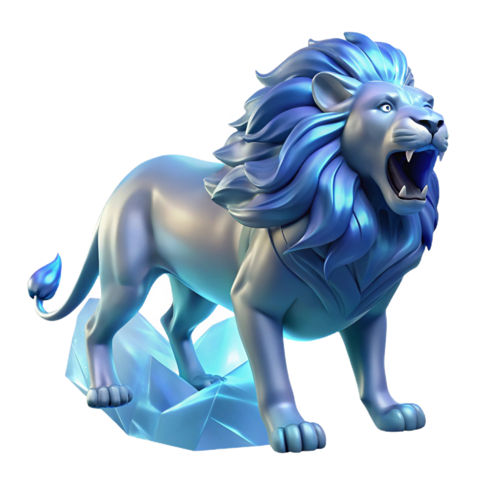 serene classic Ice Lion 3D Render genuine png
