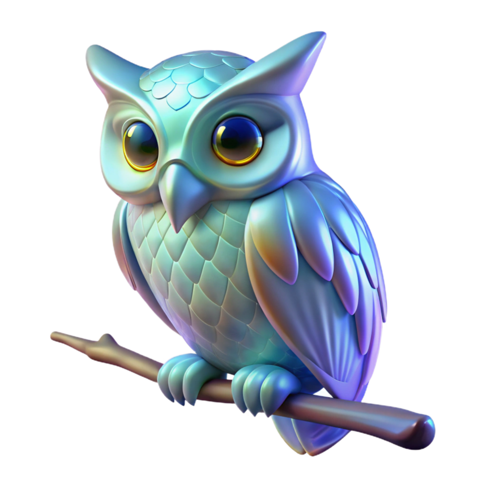 impressive abstract 3D Render of a Cute Owl genuine png