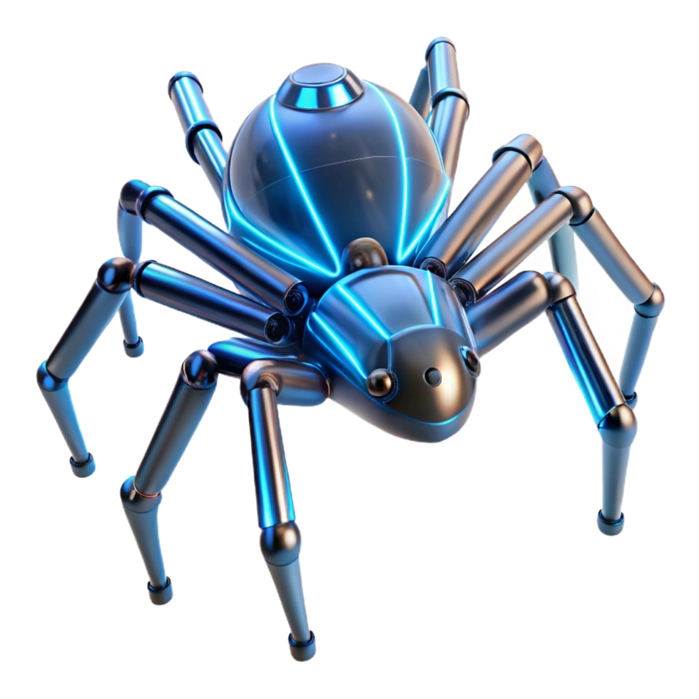 beautiful minimalist Cybernetic Spider 3D Render authentic png
