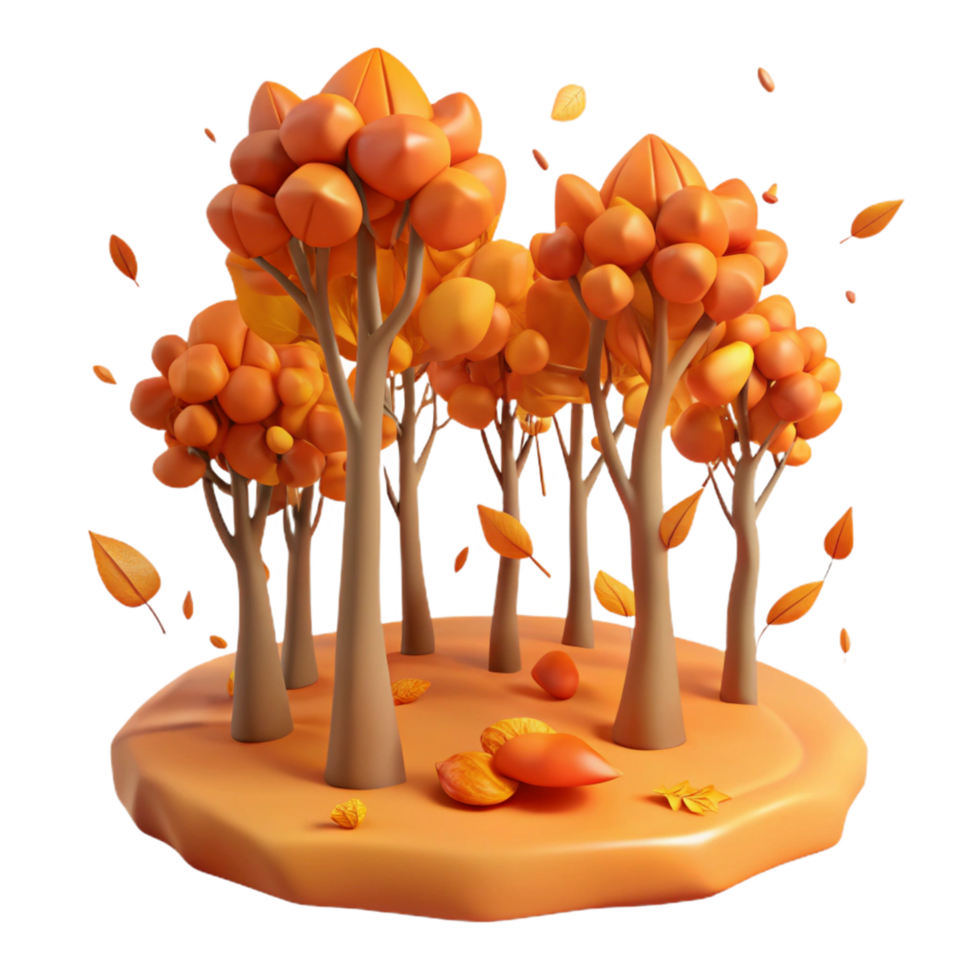 extraordinary vintage Autumnal 3D Tree Illustration authentic png