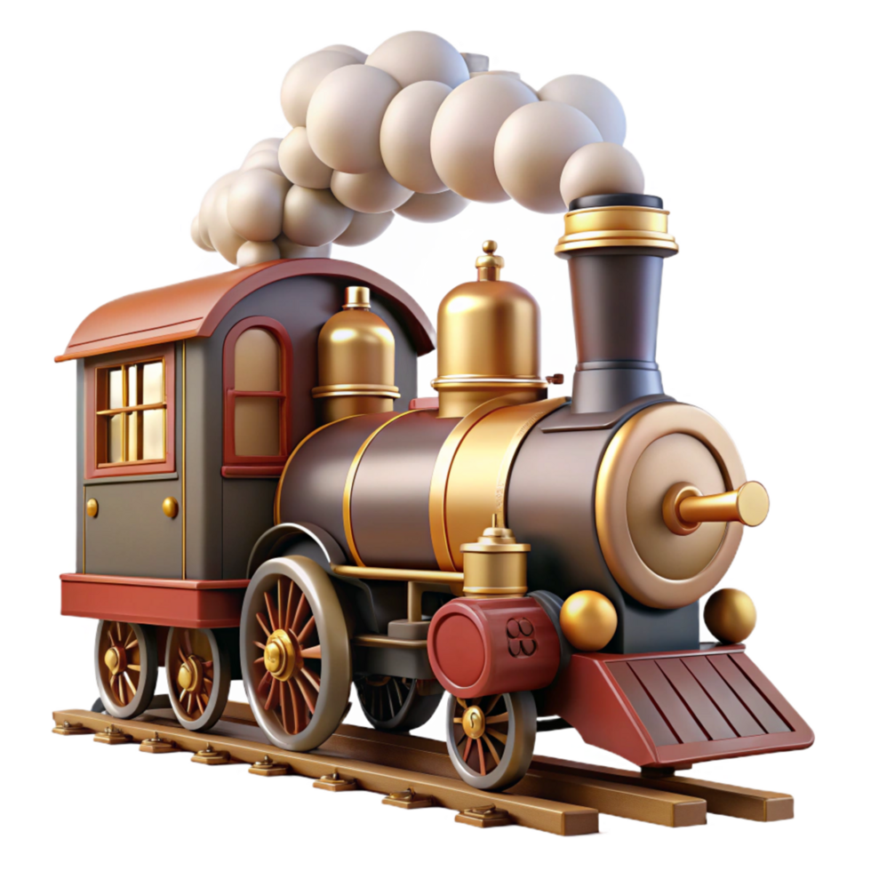 Vintage 3D Train Illustration png