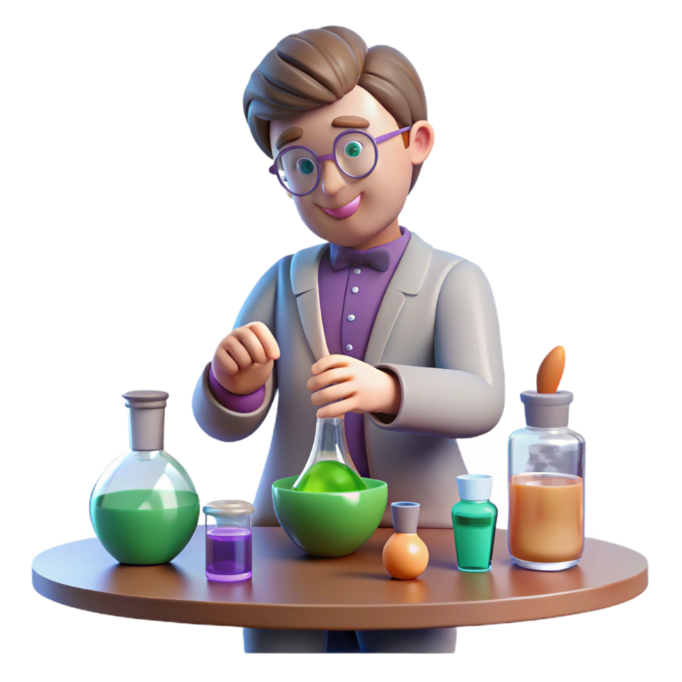 3D Illustration Scientist at Work in Lab png