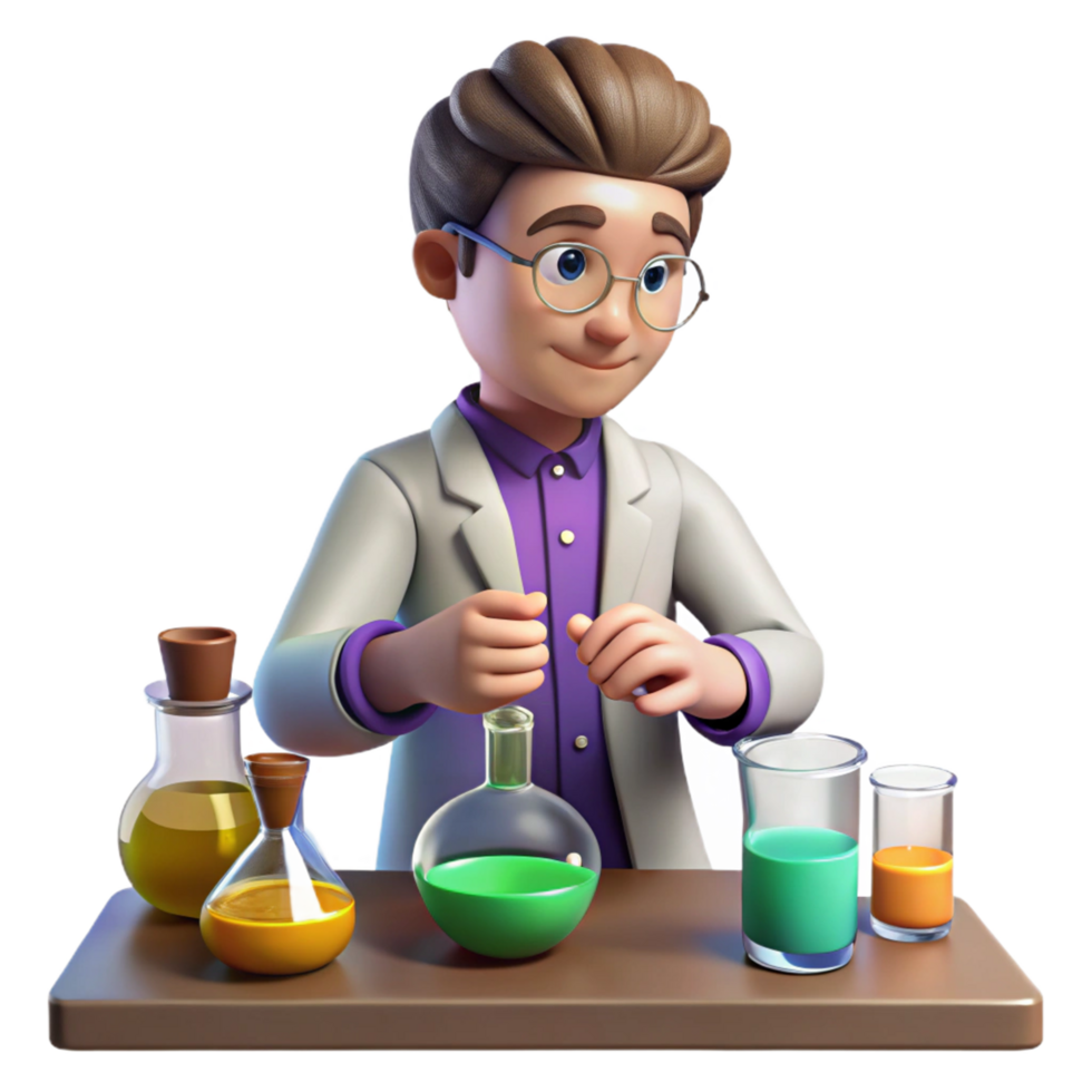 beautiful classic 3D Illustration Scientist Lab Experiment professional png