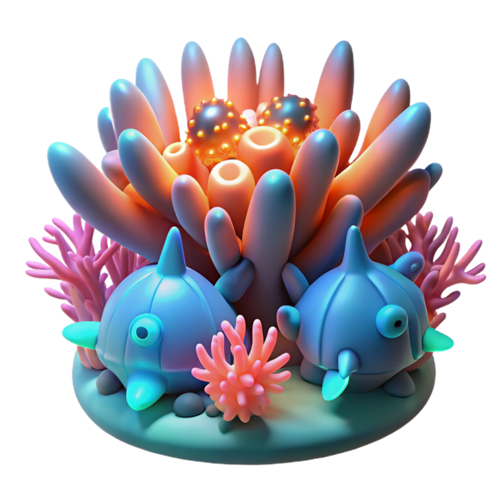 3D Render of Cartoon Sea Life png
