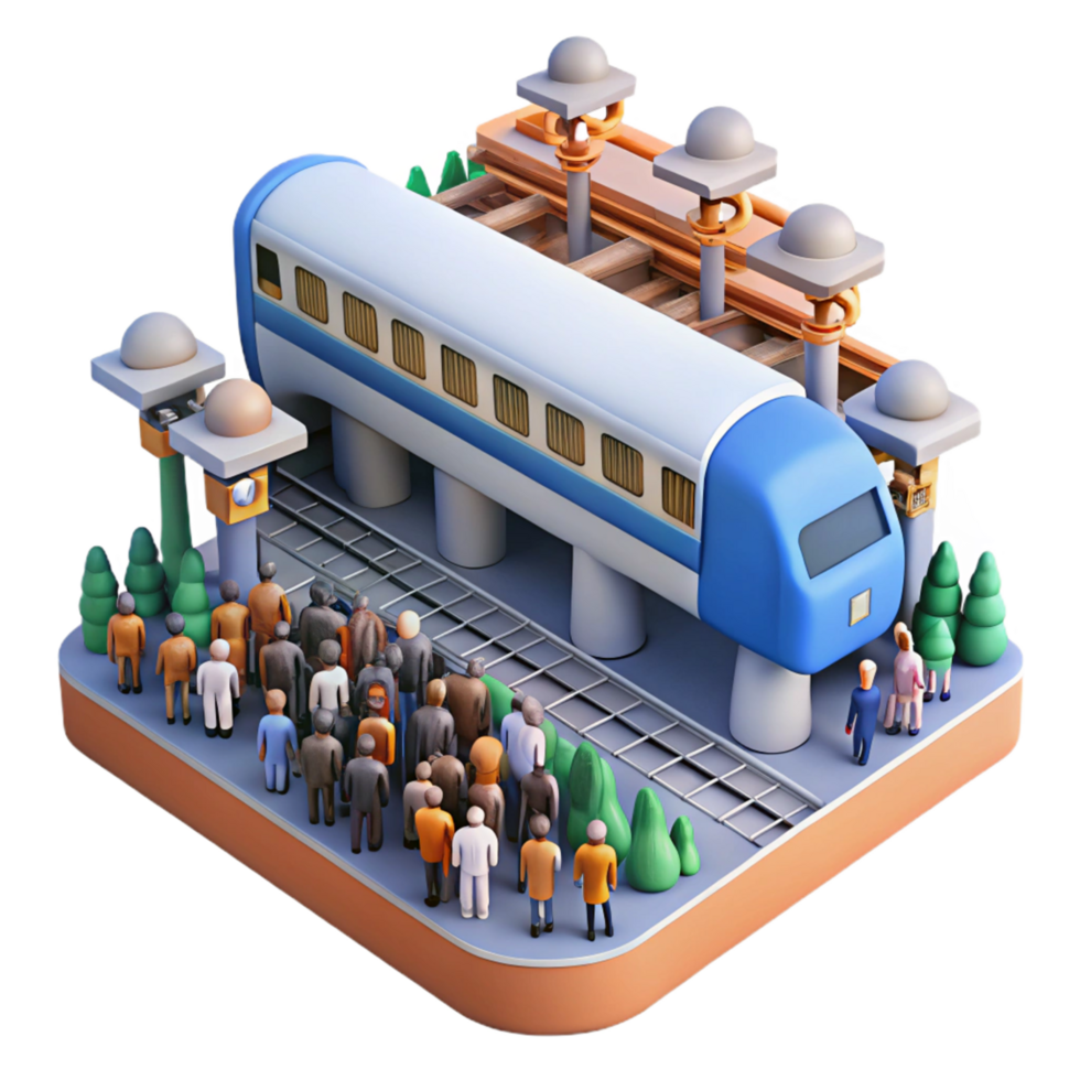 3D Illustration Public Transport Train Station png