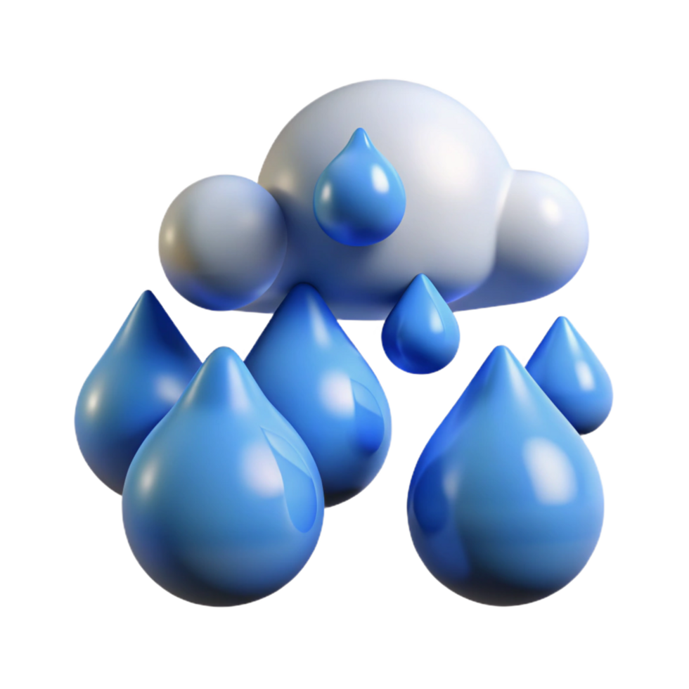 stunning modern 3D Render of Cloud and Raindrops 4K png